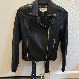 Brand New Size Small Michael Kors Moto Genius Leather Jacket with Belt